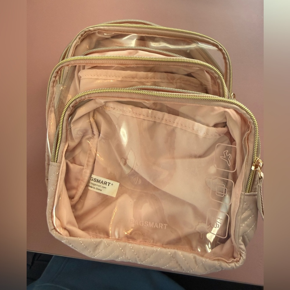 Rose Blush Clear Travel Cosmetic Pouch Trio - BAGSMART